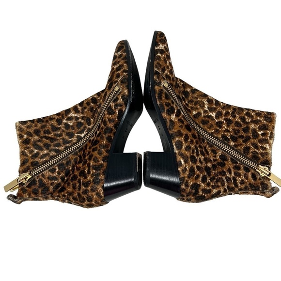 Rachel Zoe Leopard Print Calf Hair Leather Low Heel Ankle Booties Boots Size 7.5 - Picture 8 of 16